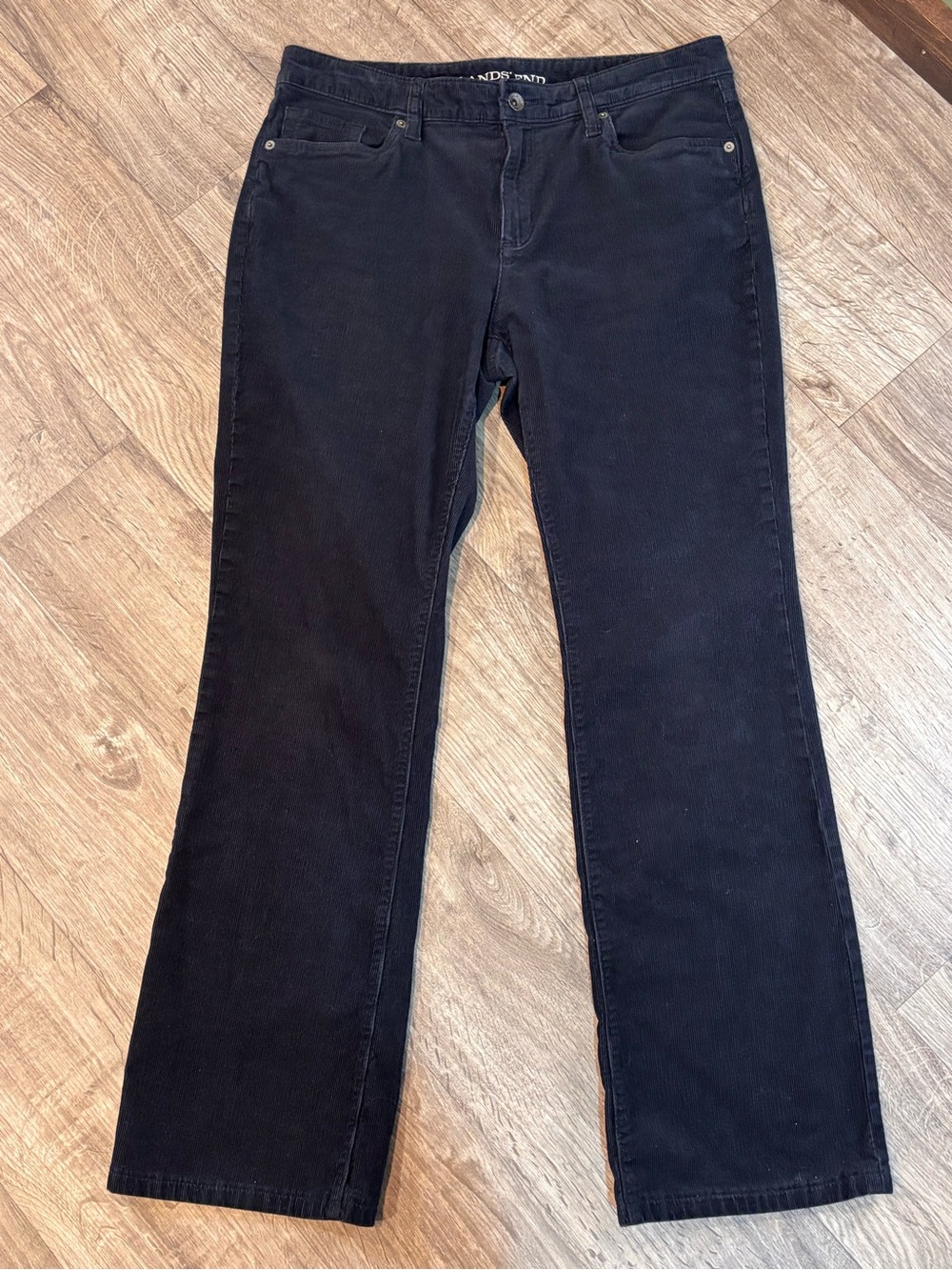 Lands End Women’s Black Corduroy Mid Rise Bootcut Pants